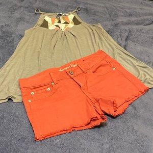 🌸 NWOT American Eagle top and denim shorts